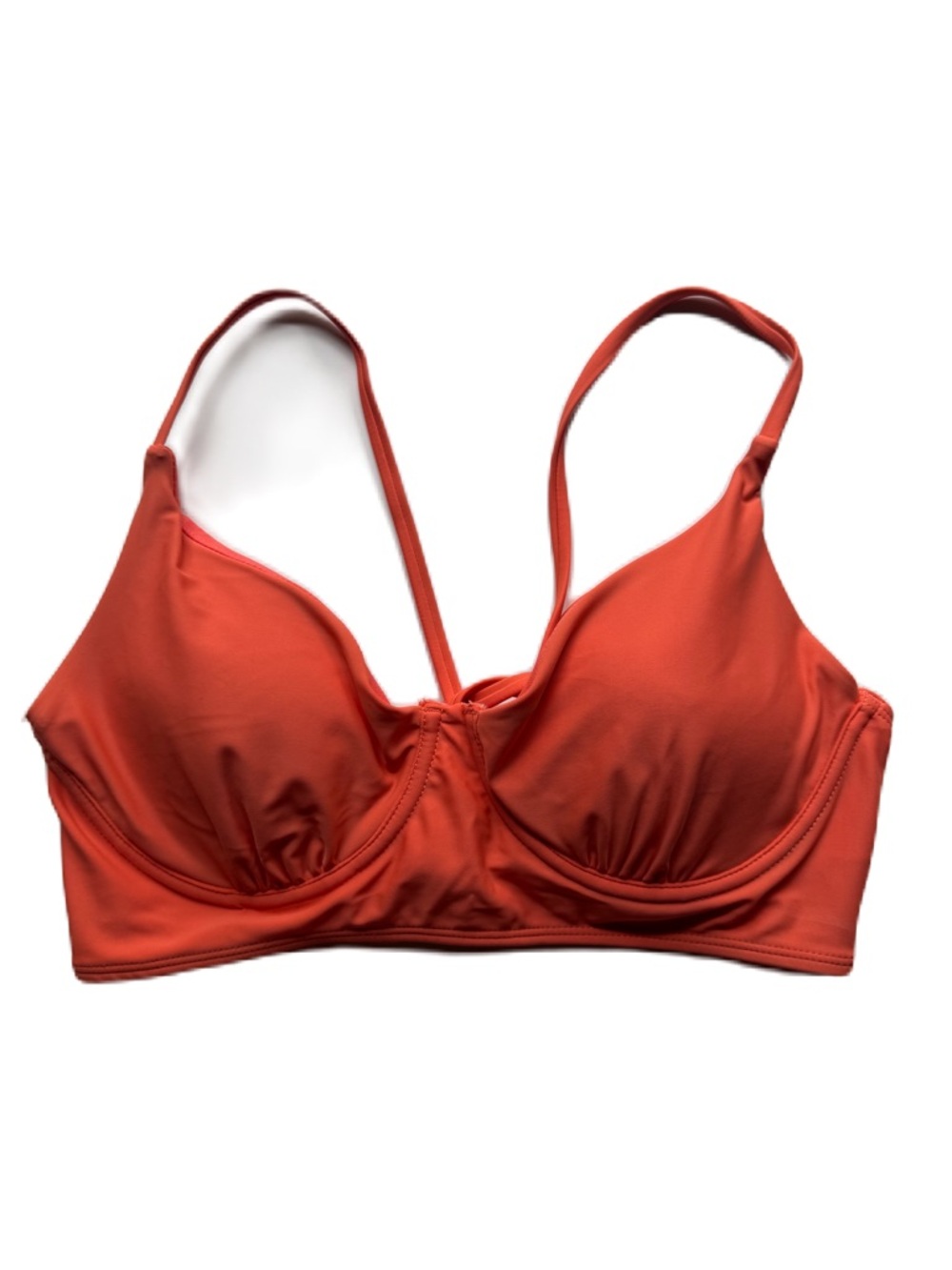 Time and Tru L coral orange halter underwire bikini top with inserts NWT